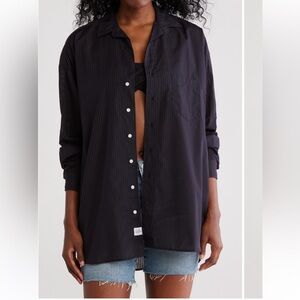Frank & Eileen Shirley Stripe Oversize Button-up Shirt Black Size Small NWOT
